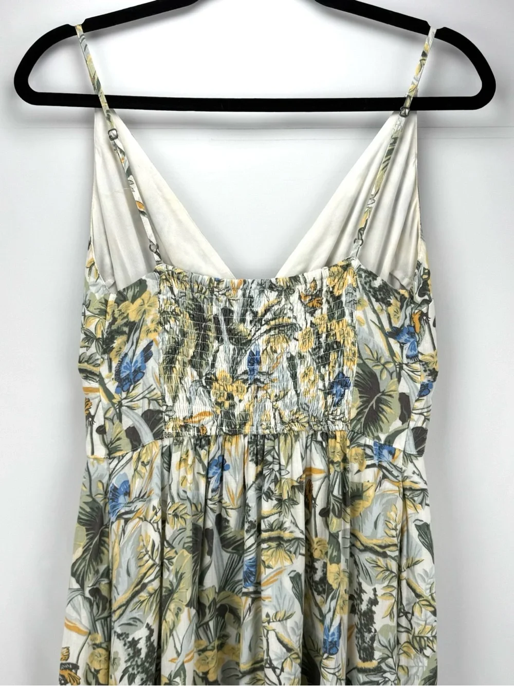 Abercrombie & Fitch Green Tropical Floral Plunge V-Neck Linen Maxi Dress